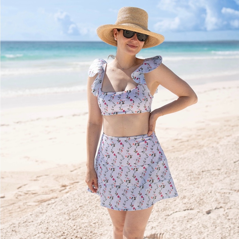 Hill House Floral Bikini Set - Light Blue and Pink